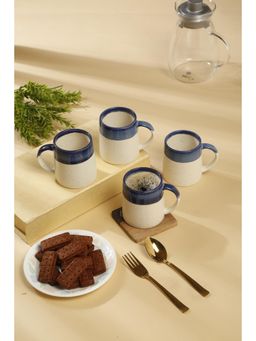ARRABI - Premium Blue Printed Pack of 4 Ceramic Glazed Lava Mugs