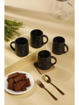 ARRABI - Premium Black Speckle Pack of 4 Ceramic Glazed Mugs