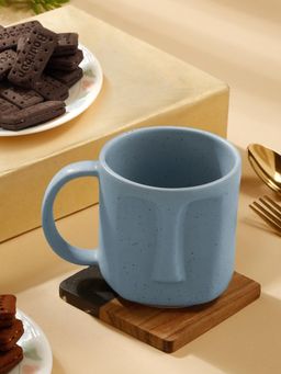 ARRABI - Premium Blue Solid Stoneware Matte Face Mugs