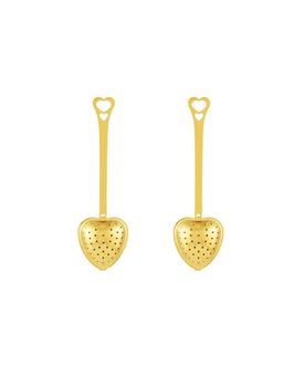 NATURALLY YOURS - Heart Shaped Golden Tea Infuser with Handle - Pack of 2