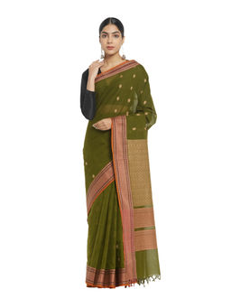 Fabindia - Cotton Light Green Choti Butti Sari