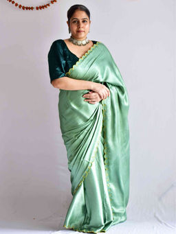 Sundarii - Oliver - Solid Mashru Silk Saree with Unstitched Blouse