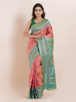 KAVVYA - Pink Woven The Poetry Of Fashion Saree with Unstitched Blouse