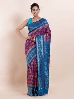 KAVVYA - Wine Woven The Poetry Of Fashion Saree with Unstitched Blouse