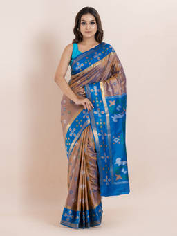 KAVVYA - Brown Woven The Poetry Of Fashion Saree with Unstitched Blouse