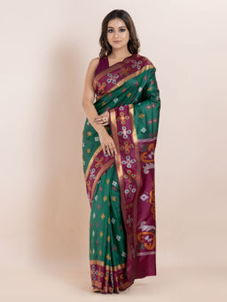 KAVVYA - Green Woven The Poetry Of Fashion Saree with Unstitched Blouse