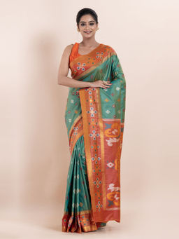 KAVVYA - Green Woven The Poetry Of Fashion Saree with Unstitched Blouse
