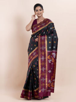 KAVVYA - Black Woven The Poetry Of Fashion Saree with Unstitched Blouse