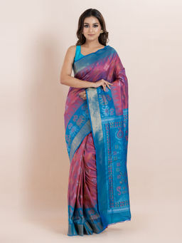 KAVVYA - Pink Woven The Poetry Of Fashion Saree with Unstitched Blouse