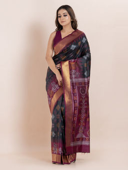 KAVVYA - Black Woven The Poetry Of Fashion Saree with Unstitched Blouse