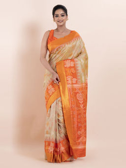 KAVVYA - Beige Woven The Poetry Of Fashion Saree with Unstitched Blouse