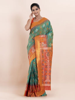 KAVVYA - Green Woven The Poetry Of Fashion Saree with Unstitched Blouse
