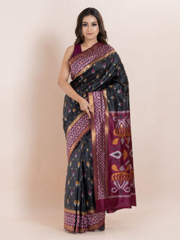 KAVVYA - Black Woven The Poetry Of Fashion Saree with Unstitched Blouse
