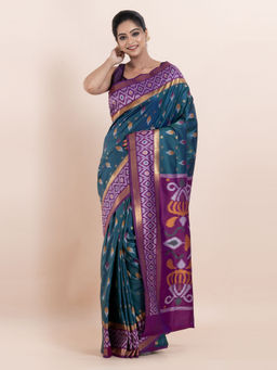 KAVVYA - Teal Woven The Poetry Of Fashion Saree with Unstitched Blouse