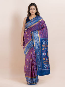 KAVVYA - Purple Woven The Poetry Of Fashion Saree with Unstitched Blouse