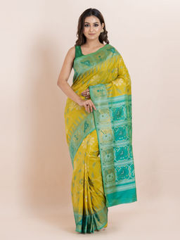 KAVVYA - Green Floral The Poetry Of Fashion Saree with Unstitched Blouse