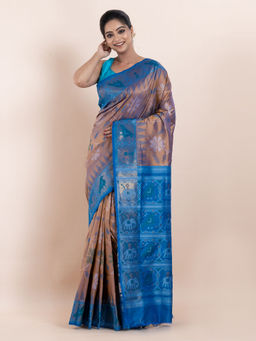 KAVVYA - Brown Floral The Poetry Of Fashion Saree with Unstitched Blouse