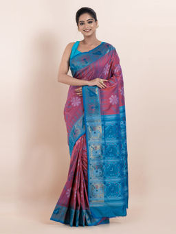 KAVVYA - Pink Floral The Poetry Of Fashion Saree with Unstitched Blouse