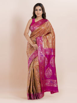 KAVVYA - Brown Woven The Poetry Of Fashion Saree with Unstitched Blouse