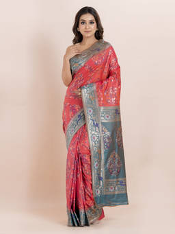 KAVVYA - Red Woven The Poetry Of Fashion Saree with Unstitched Blouse