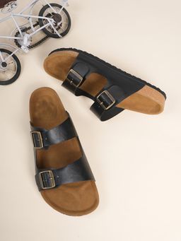 MOZAFIA - Men Classic Black Buckle Sandals