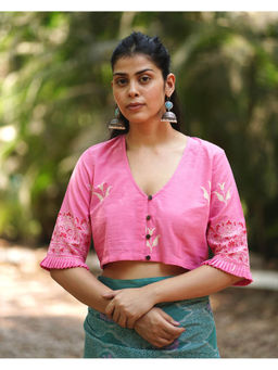 Chidiyaa - Womens Printed Regular Pink Blouse