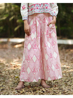 Chidiyaa - Womens Printed Wide Pink Palazzo
