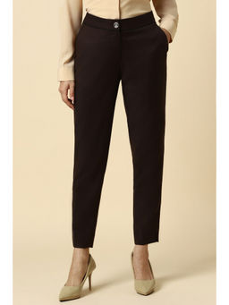 Allen Solly - Brown Regular Fit Solid Formal Trouser