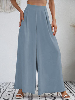 KOTTY - Blue Solid Loose Fit Pant