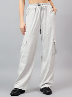 KOTTY - Grey Straight Fit High-Rise Easy Wash Cargo Pant