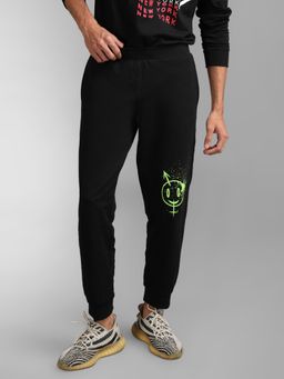 Kazo - Gender Fluid Printed Men Joggers Black