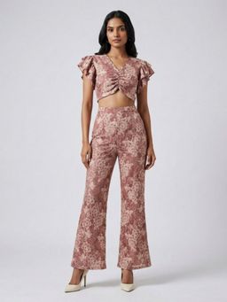 GAIIA - Brown Cotton Floral Printed Co-Ord Set