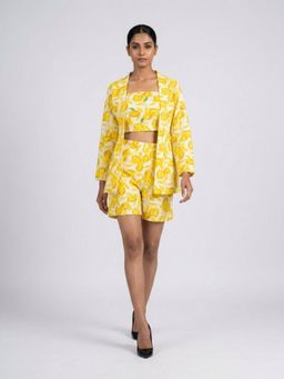 GAIIA - Yellow Cotton Floral Printed Co-Ord Set