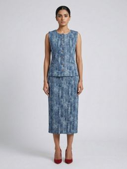 GAIIA - Dark Blue Embellished Top with Skirt