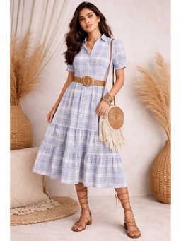 StyleStone - Women's Cotton Blue Floral Printed Dress