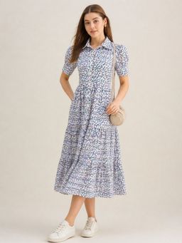 StyleStone - Women's Cotton White Floral Printed Dress