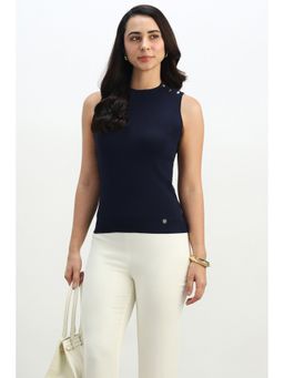 Allen Solly - Women Navy Blue Solid Formal Top
