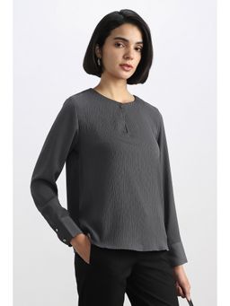 Allen Solly - Women Grey Textured Formal Top