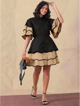 Deebaco - Black Tiered Layered Shirt and Skirt