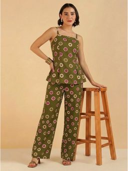 Deebaco - Olive Cotton Blend Co-Ord Set