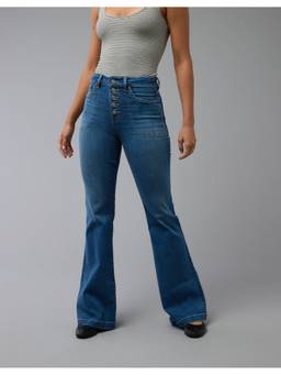 American Eagle - Women Blue Next Level Super High-Waisted Jeans