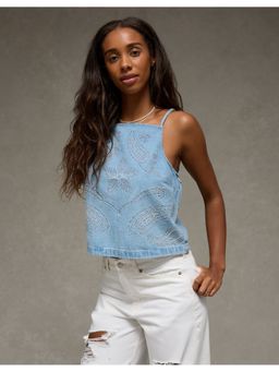 American Eagle - Embroidered Denim Top