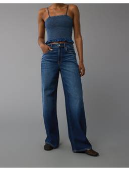 American Eagle - Women Dreamy Drape Stretch Super High-Waisted Baggy Wide-Leg Jeans
