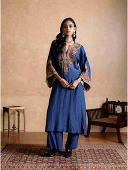 Ritu Kumar - Blue Suta Kurta with Pant and Camisole