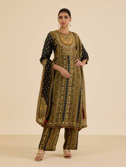 Ritu Kumar - Olive Ashina Kurta with Pant and Dupatta