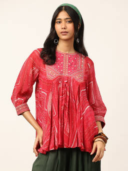 Ritu Kumar - Pink Ujwal Kurti With Inner