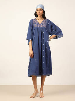 Ritu Kumar - Blue Meander Midi Dress