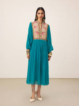 Ritu Kumar - Teal Iris Midi Dress