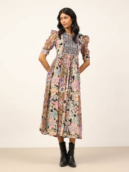 Ritu Kumar - Multi-Color Rose Bloom Midi Dress