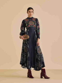Ritu Kumar - Black Natalie Fit And Flare Full Sleeve Dress